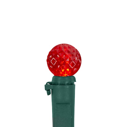 50ct. Red, Green & White LED G12 Berry Christmas Lights Set With Green Wire